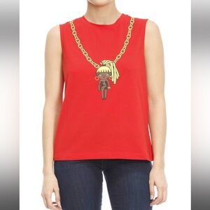 Love Moschino Red Top with Gold Chain Graphic